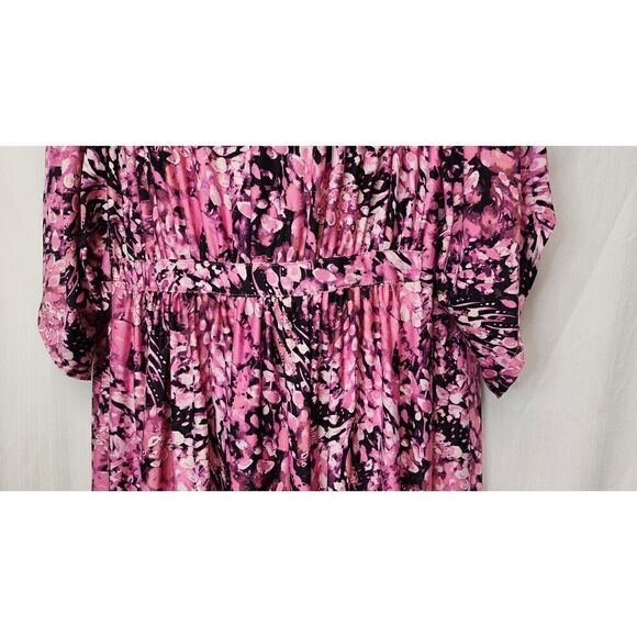 Ellos V-Neck Maxi Pink/Black Print Dress Size 1X - Picture 7 of 8
